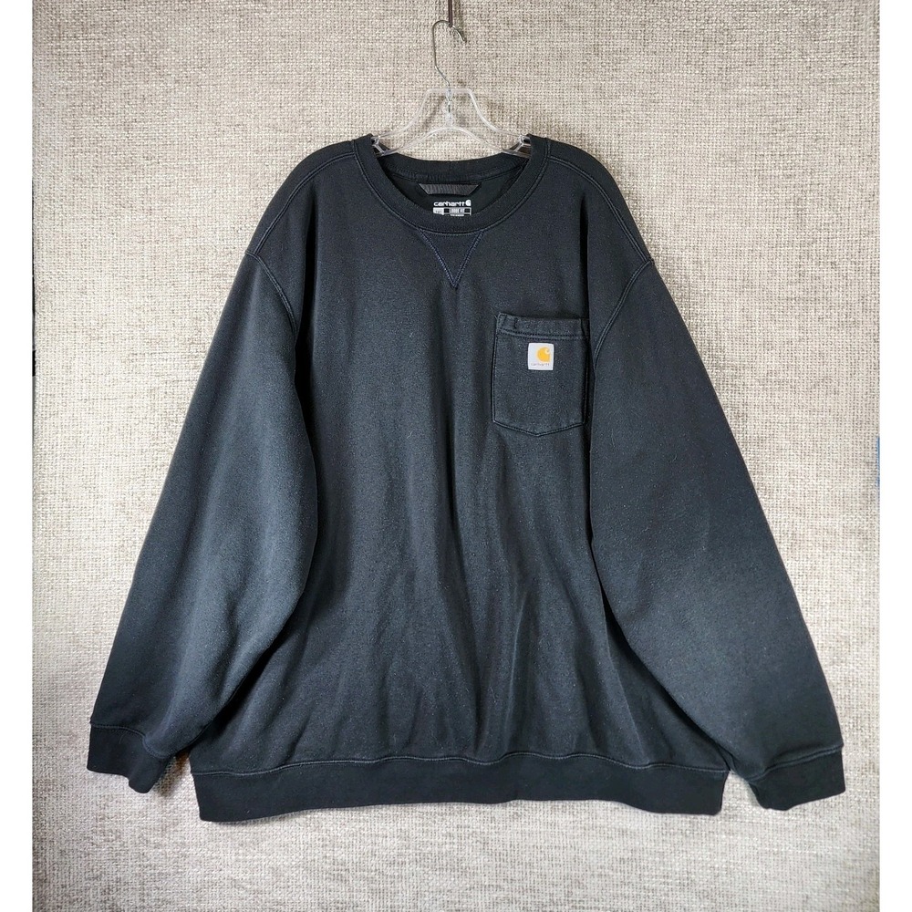 Carhartt Loose Fit Sweatshirt Mens 3XL Black Crew Chest Pocket Workwear 103852